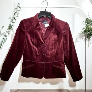 Talbots Rich Burgundy Velvet Blazer NWOT